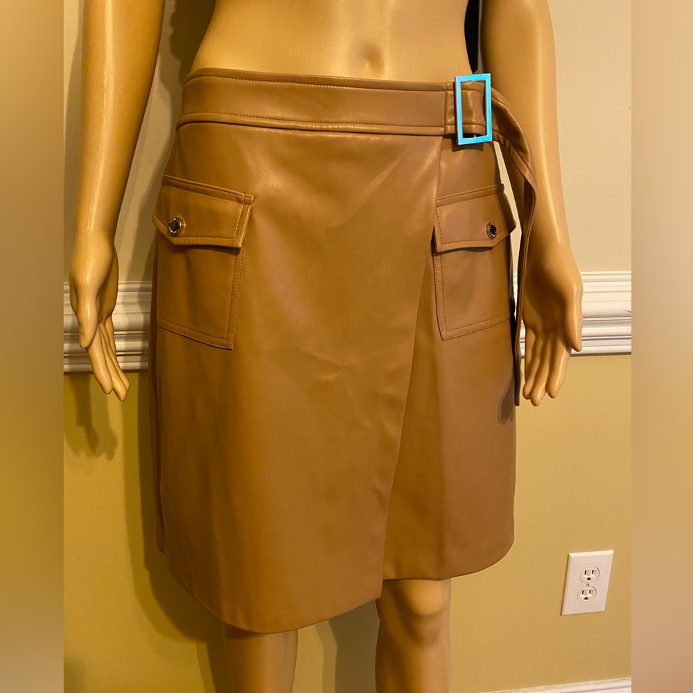 Calvin Klein Faux Wrap Mini Skirt NEW Women’s Size 8 - Faux leather